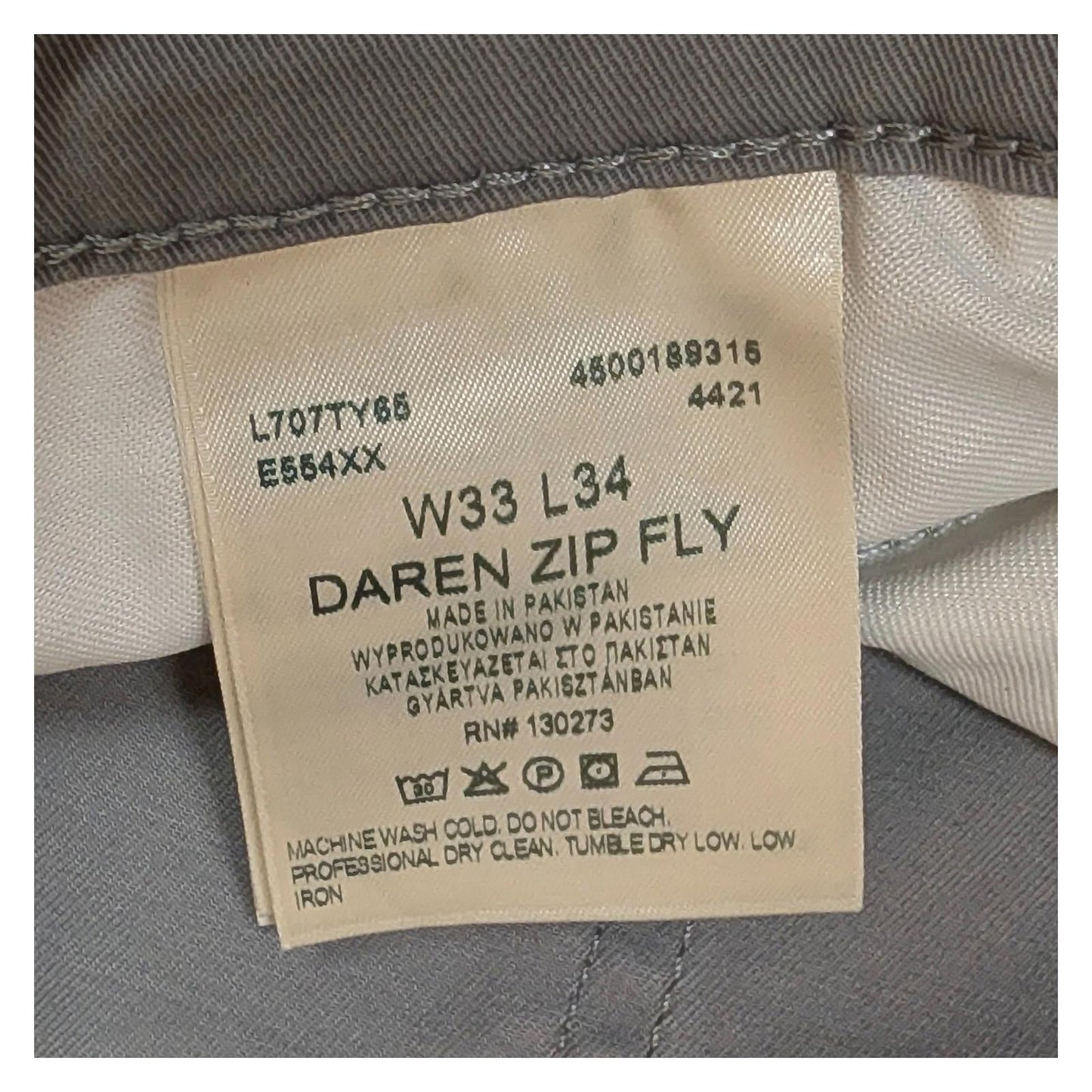 Lee Daren Grey Jeans Men's W33 L34 Regular Straight Fit Zip Fly Organic Cotton by Lee – | RewearableUK