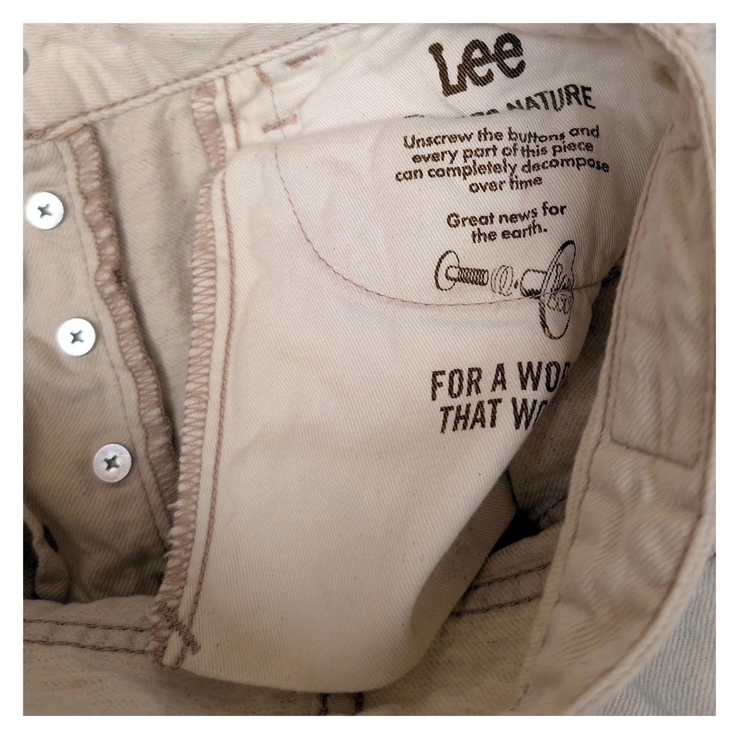 lee women size w26 l33 beige high rise wide leg button fly trousers jeans by Lee – | RewearableUK