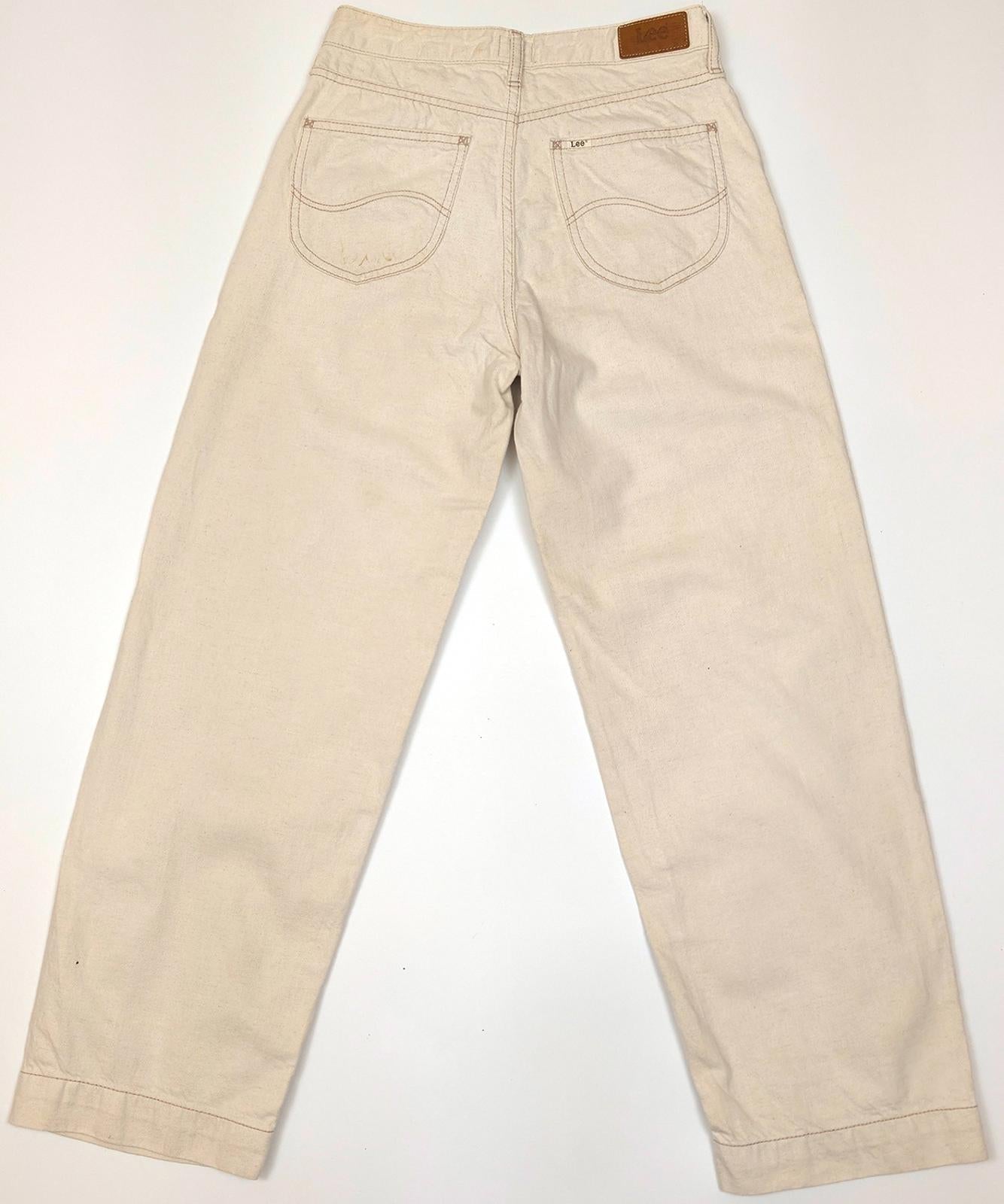 lee women size w26 l33 beige high rise wide leg button fly trousers jeans by Lee – | RewearableUK