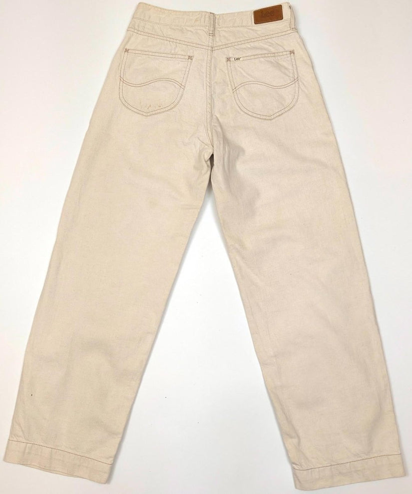 lee women size w26 l33 beige high rise wide leg button fly trousers jeans by Lee – | RewearableUK