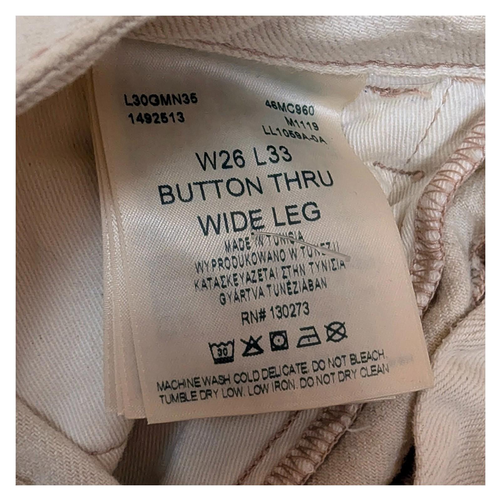 lee women size w26 l33 beige high rise wide leg button fly trousers jeans by Lee – | RewearableUK