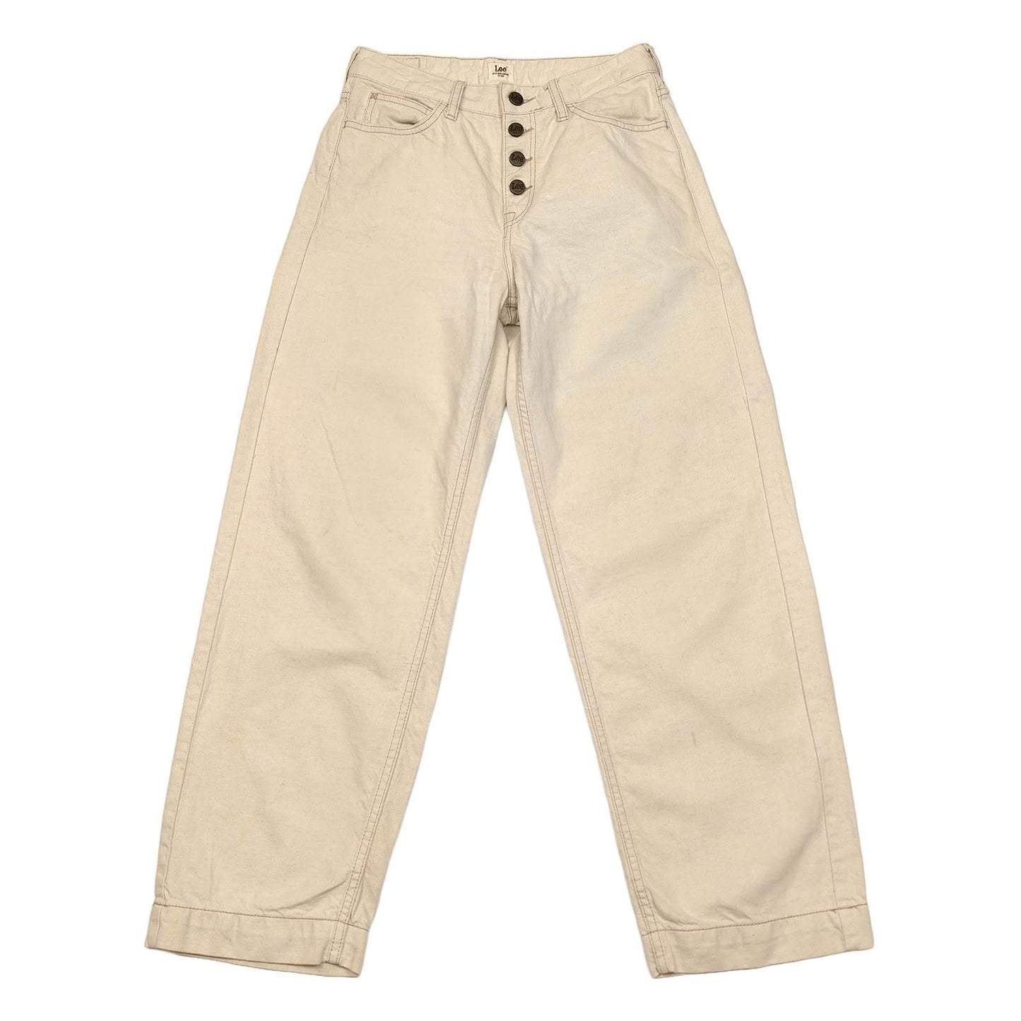 lee women size w26 l33 beige high rise wide leg button fly trousers jeans by Lee – | RewearableUK