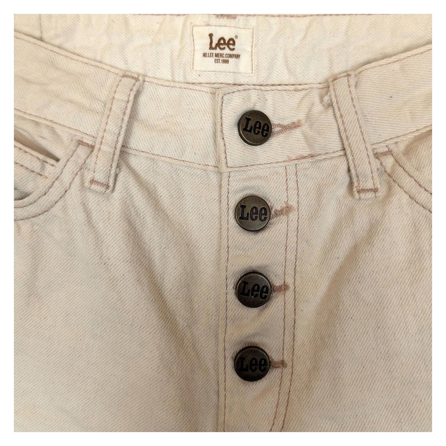 lee women size w26 l33 beige high rise wide leg button fly trousers jeans by Lee – | RewearableUK