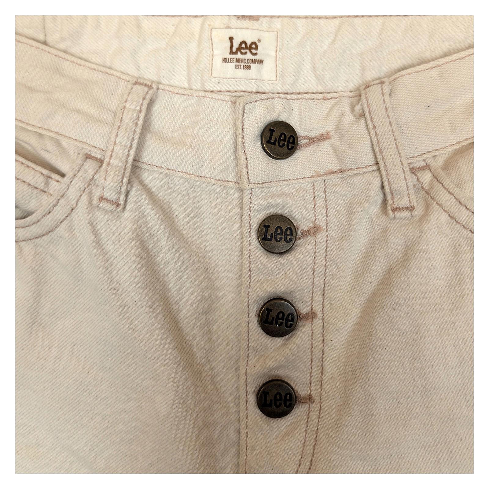 lee women size w26 l33 beige high rise wide leg button fly trousers jeans by Lee – | RewearableUK