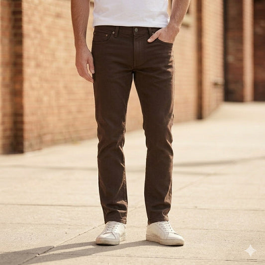 lee womens chocolate brown cotton 5 pocket jeans style trousers 16 long by Lee – JEANS | RewearableUK