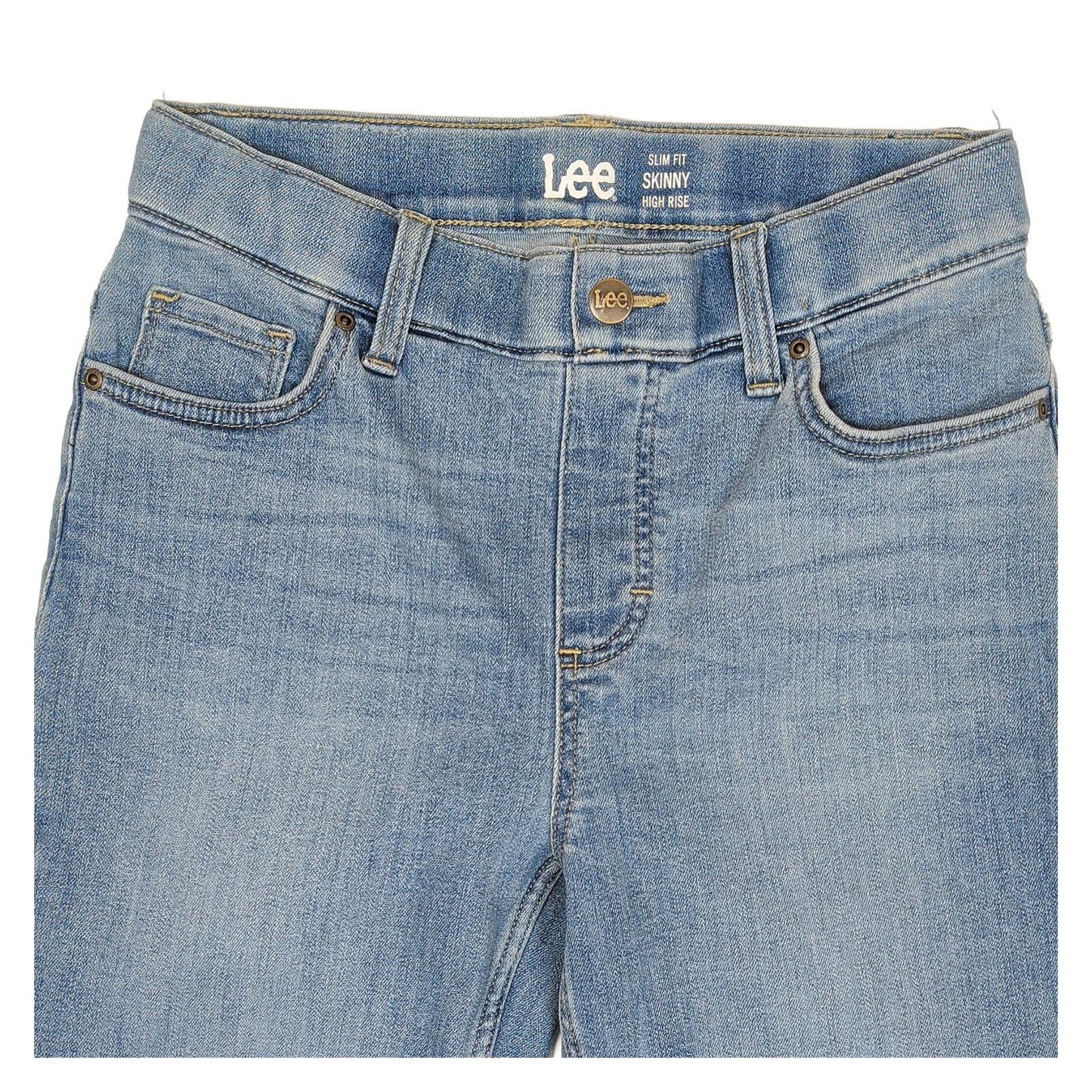 lee womens w28 l31 light blue comfort skinny high rise denim jeans trousers by Lee – JEANS | RewearableUK