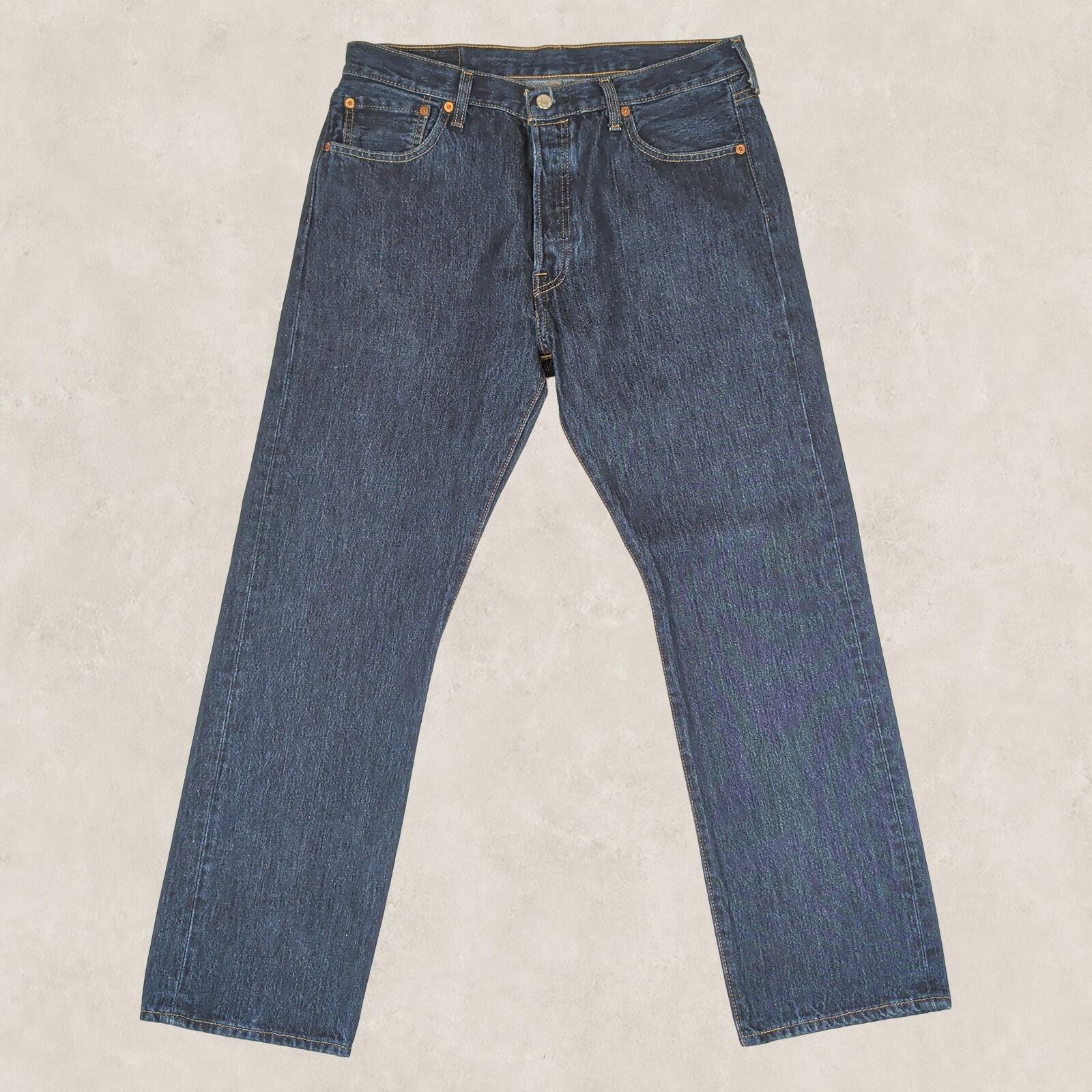 Levi's 501 Mens Dark Blue Straight Jeans W34 L30 Button Fly by Levi's – | RewearableUK