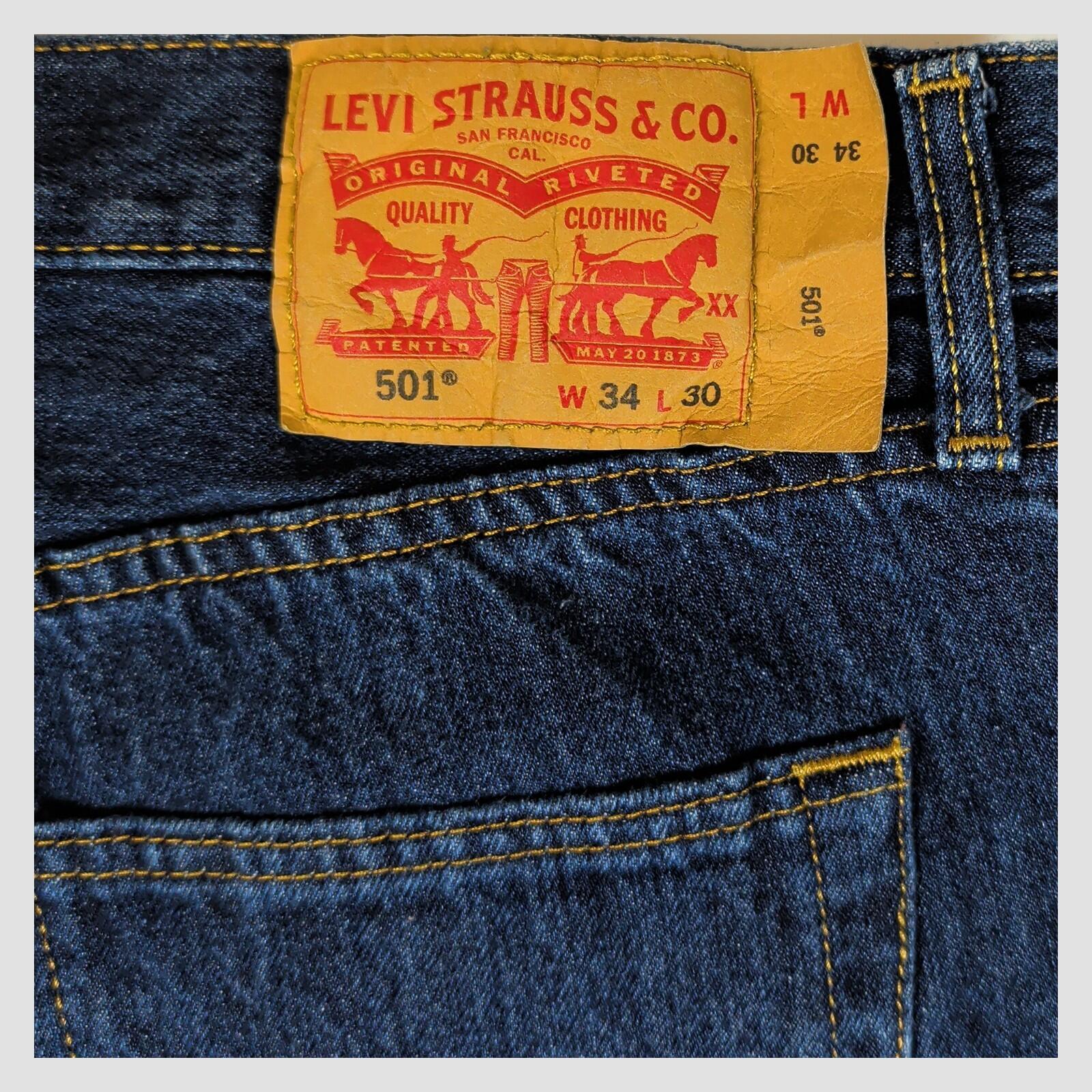 Levi's 501 Mens Dark Blue Straight Jeans W34 L30 Button Fly by Levi's – | RewearableUK