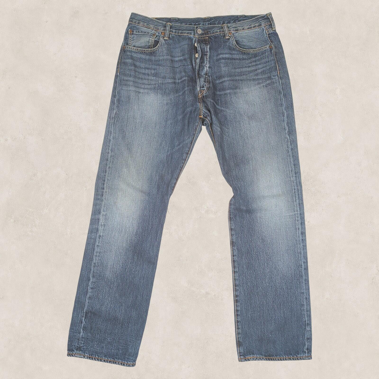 Levi's 501 Mens Jeans W38 L34 Blue Straight Leg Button Fly Denim by Levi's – JEANS | RewearableUK