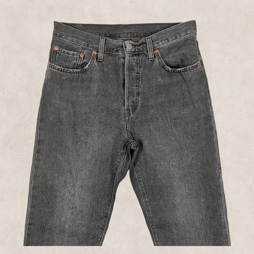 Levi’s 501 Womens Black Washed Straight Leg Jeans W28 L30 Raw Hem Denim by Levi's – | RewearableUK