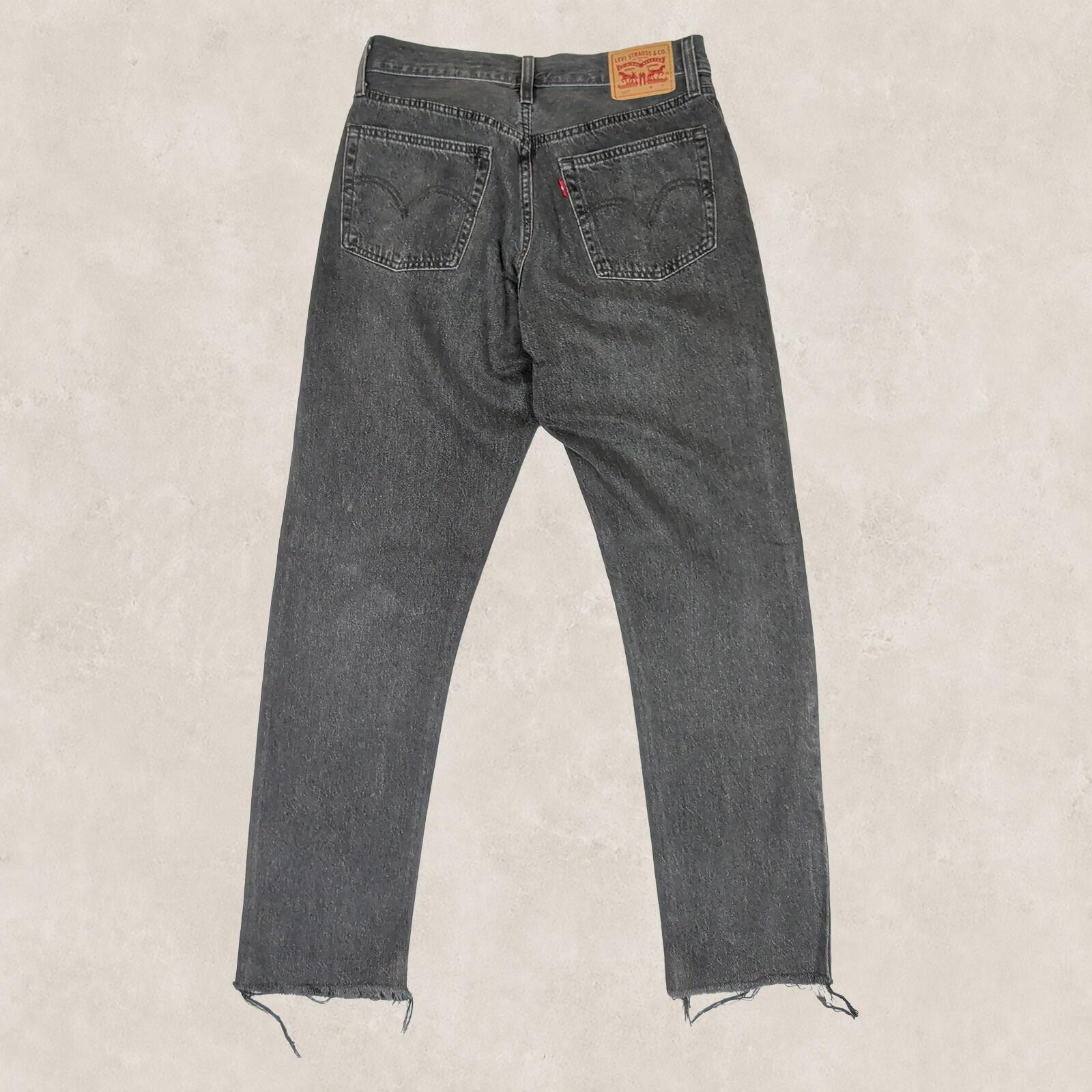 Levi’s 501 Womens Black Washed Straight Leg Jeans W28 L30 Raw Hem Denim by Levi's – | RewearableUK