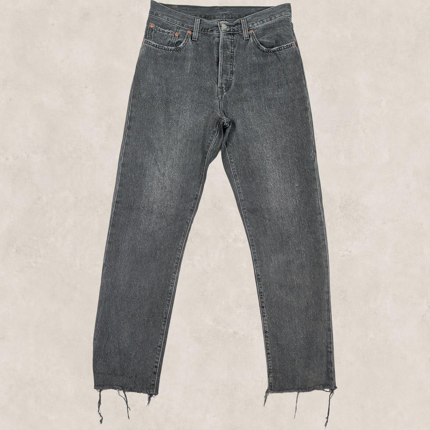 Levi’s 501 Womens Black Washed Straight Leg Jeans W28 L30 Raw Hem Denim by Levi's – | RewearableUK
