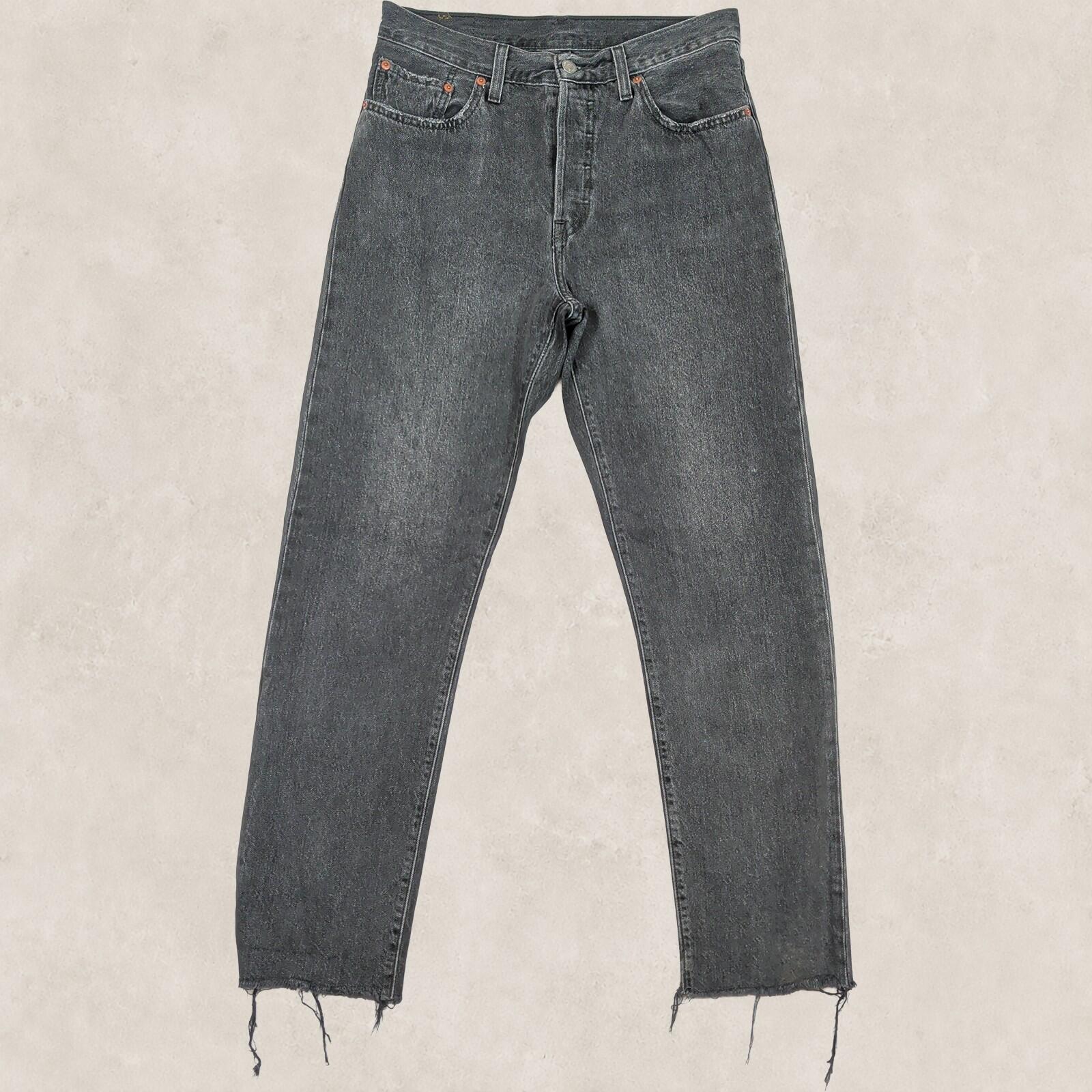 Levi’s 501 Womens Black Washed Straight Leg Jeans W28 L30 Raw Hem Denim by Levi's – | RewearableUK