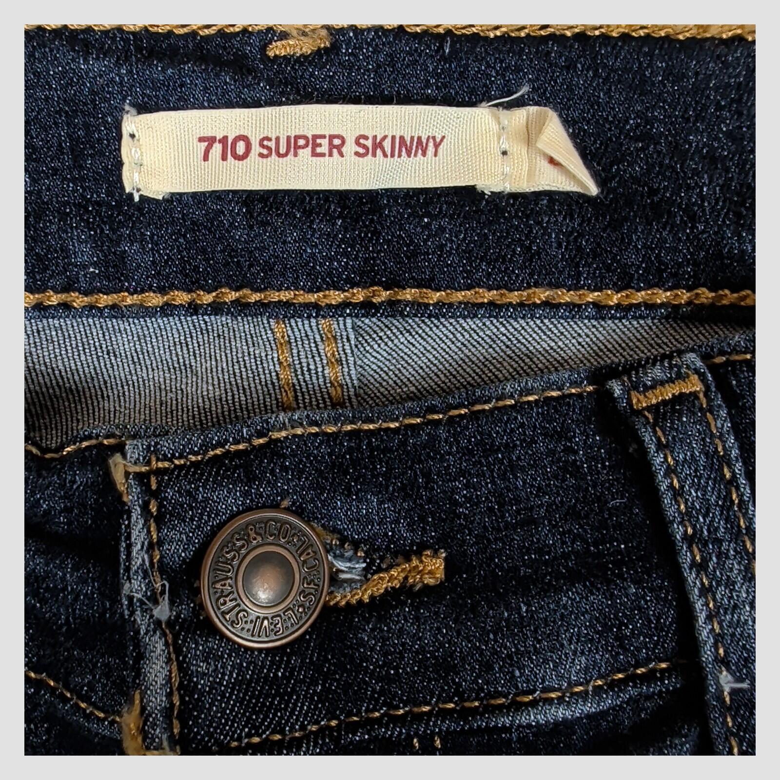 Levis 710 Super Skinny Womens Dark Blue Distressed Jeans W27 L32 by Levi's – | RewearableUK