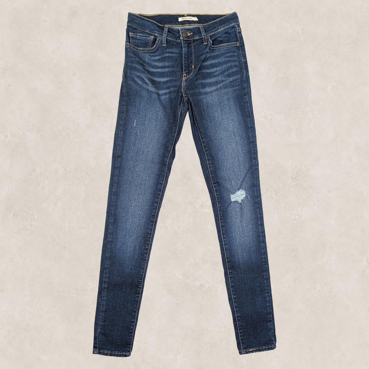 Levis 710 Super Skinny Womens Dark Blue Distressed Jeans W27 L32 by Levi's – | RewearableUK