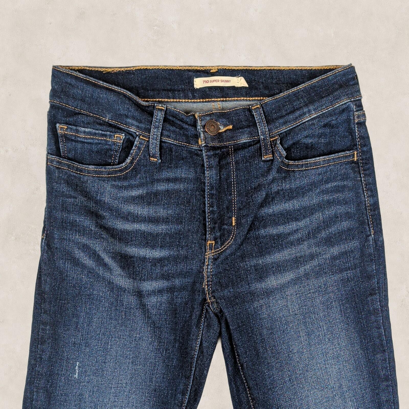 Levis 710 Super Skinny Womens Dark Blue Distressed Jeans W27 L32 by Levi's – | RewearableUK