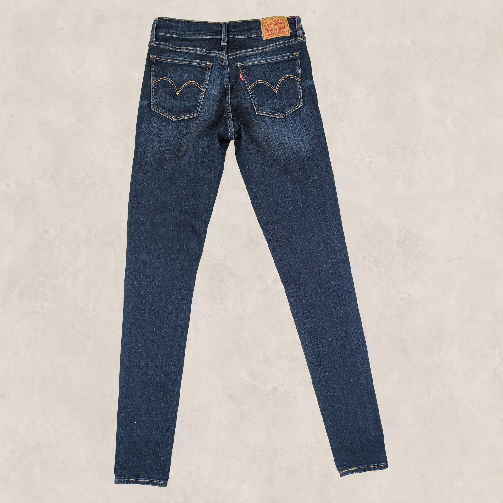 Levis 710 Super Skinny Womens Dark Blue Distressed Jeans W27 L32 by Levi's – | RewearableUK