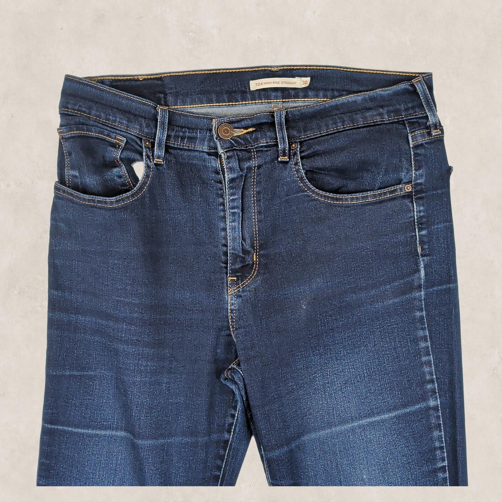 Levis 724 High Rise Straight Womens Dark Blue Stretch Jeans W30 L32 by Levi's – | RewearableUK