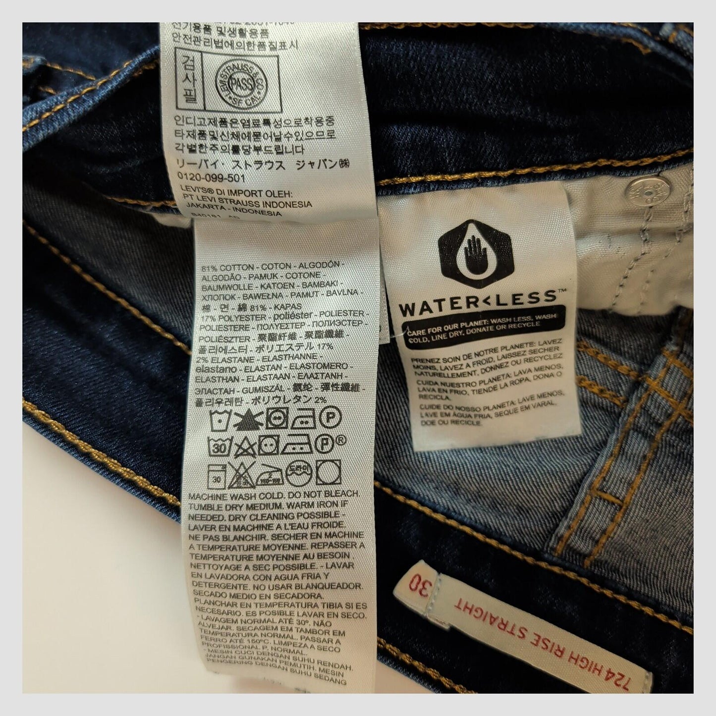 Levis 724 High Rise Straight Womens Dark Blue Stretch Jeans W30 L32 by Levi's – | RewearableUK