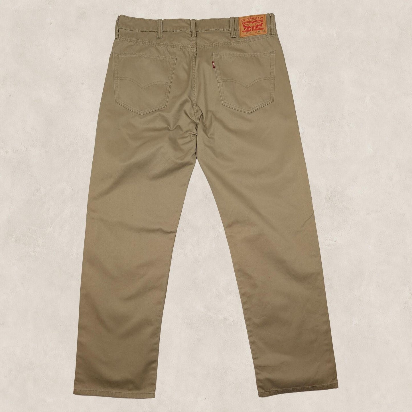 Levis 751 standard straight fit mens trousers pants khaki beige size w 38 l 32 by Levi's – | RewearableUK