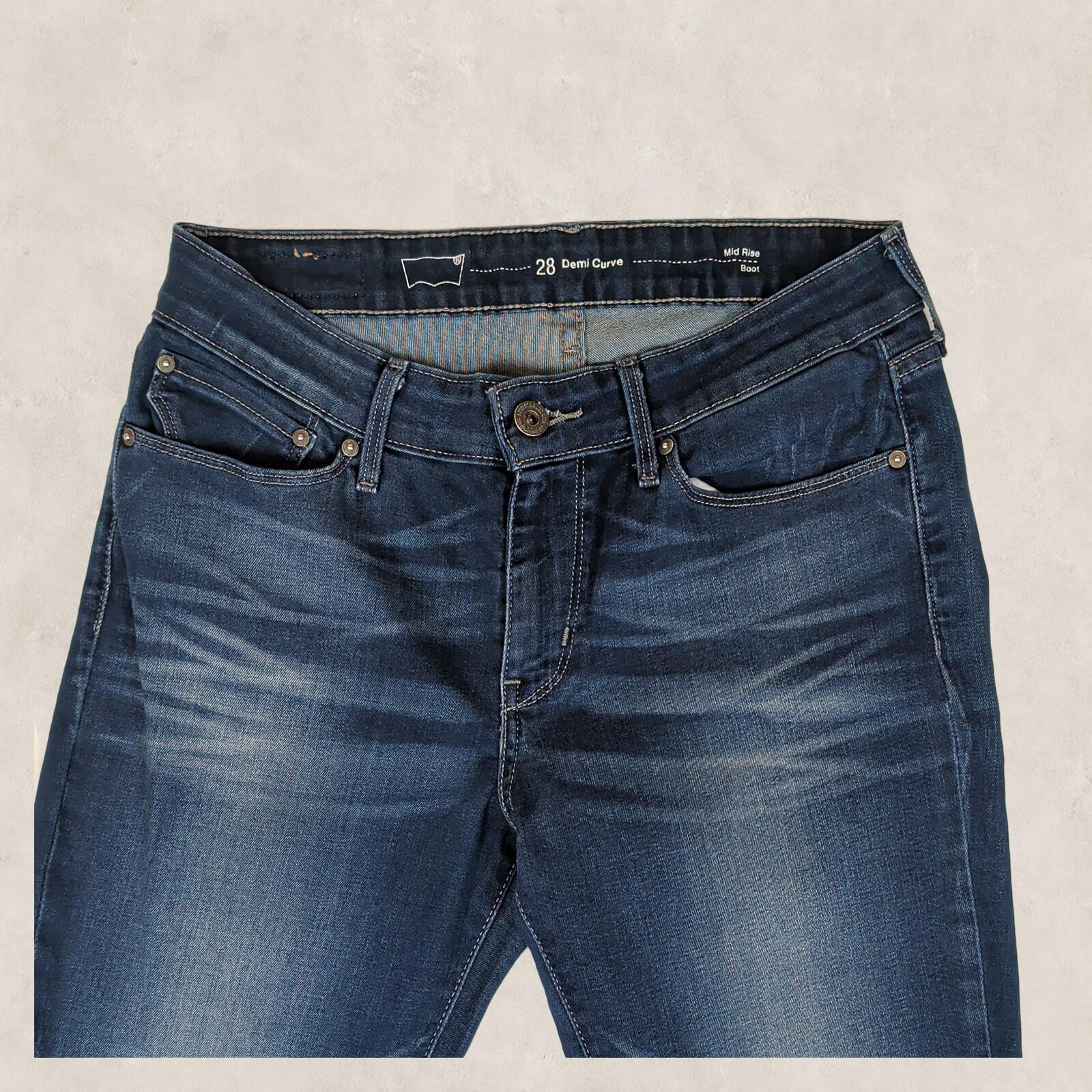 Levis Demi Curve Womens Dark Blue Mid Rise Bootcut Jeans W28 L32 by Levi's – | RewearableUK