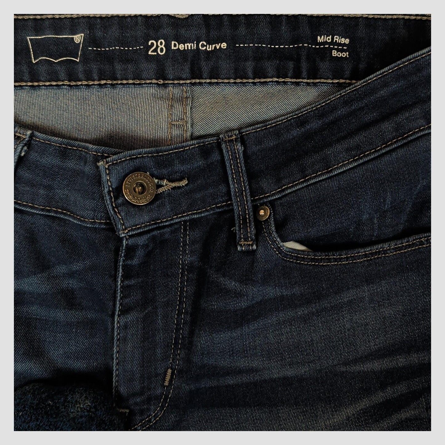 Levis Demi Curve Womens Dark Blue Mid Rise Bootcut Jeans W28 L32 by Levi's – | RewearableUK