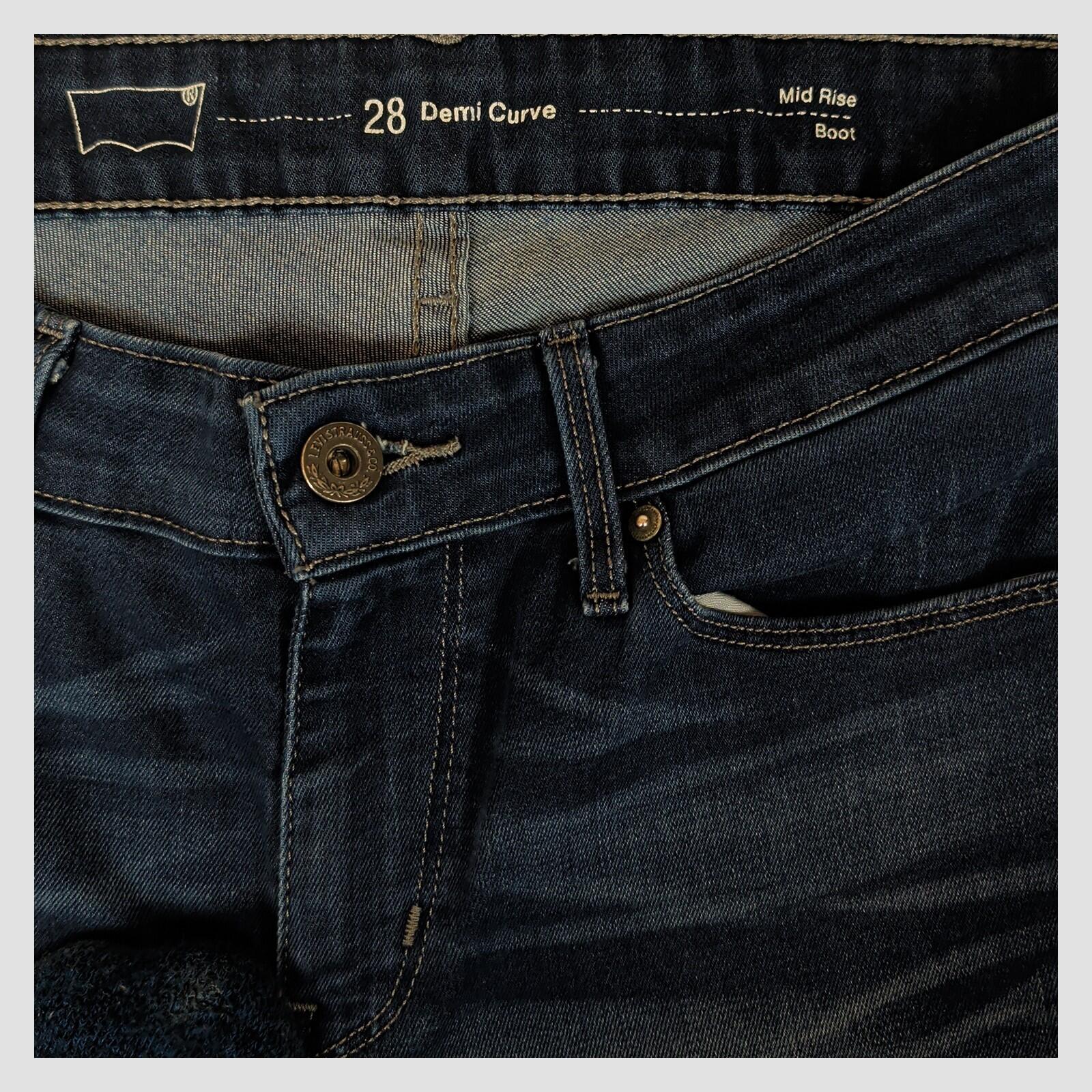 Levis Demi Curve Womens Dark Blue Mid Rise Bootcut Jeans W28 L32 by Levi's – | RewearableUK