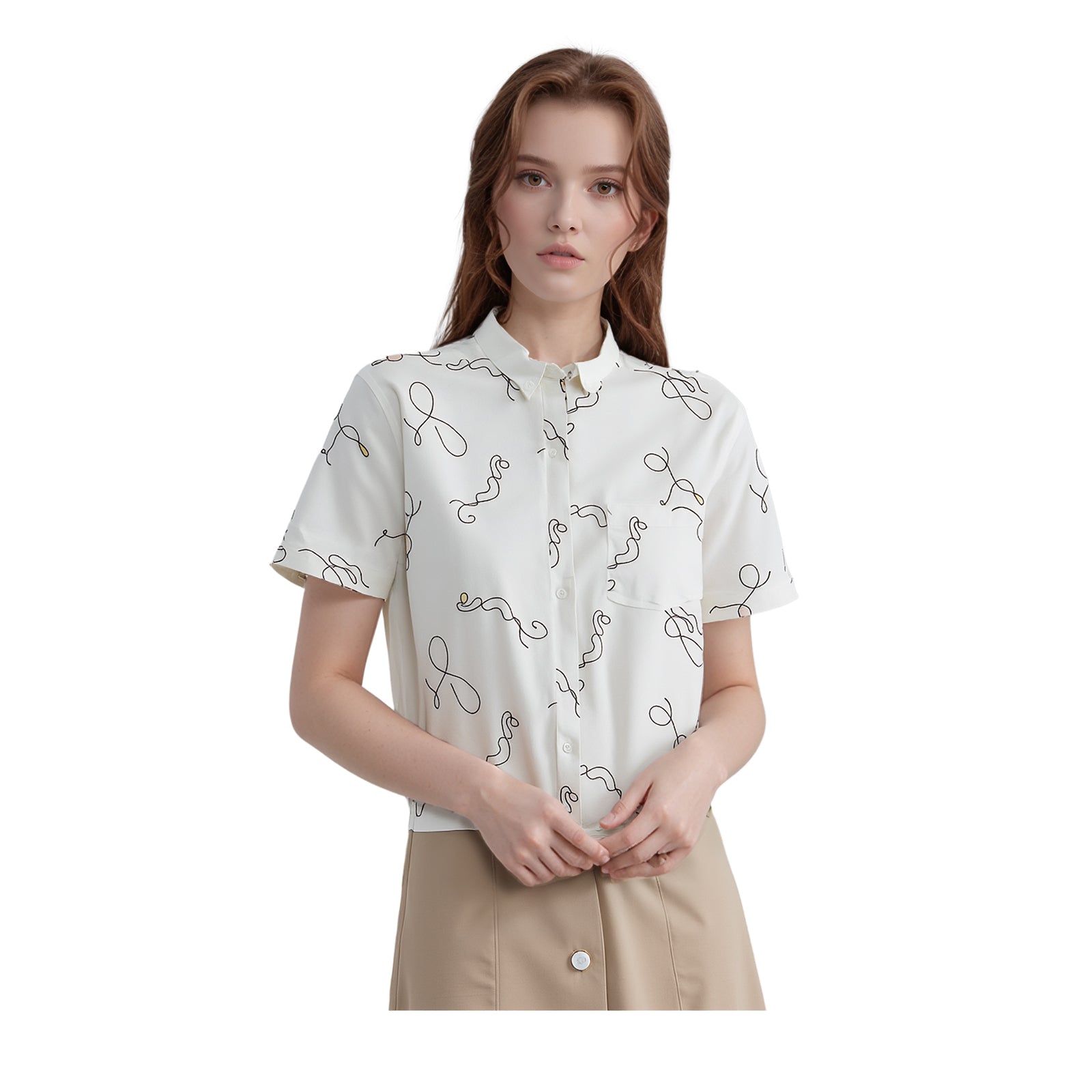Levi's Linen Blend Shirt Abstract Print White | Women's Medium by Levi's – | RewearableUK