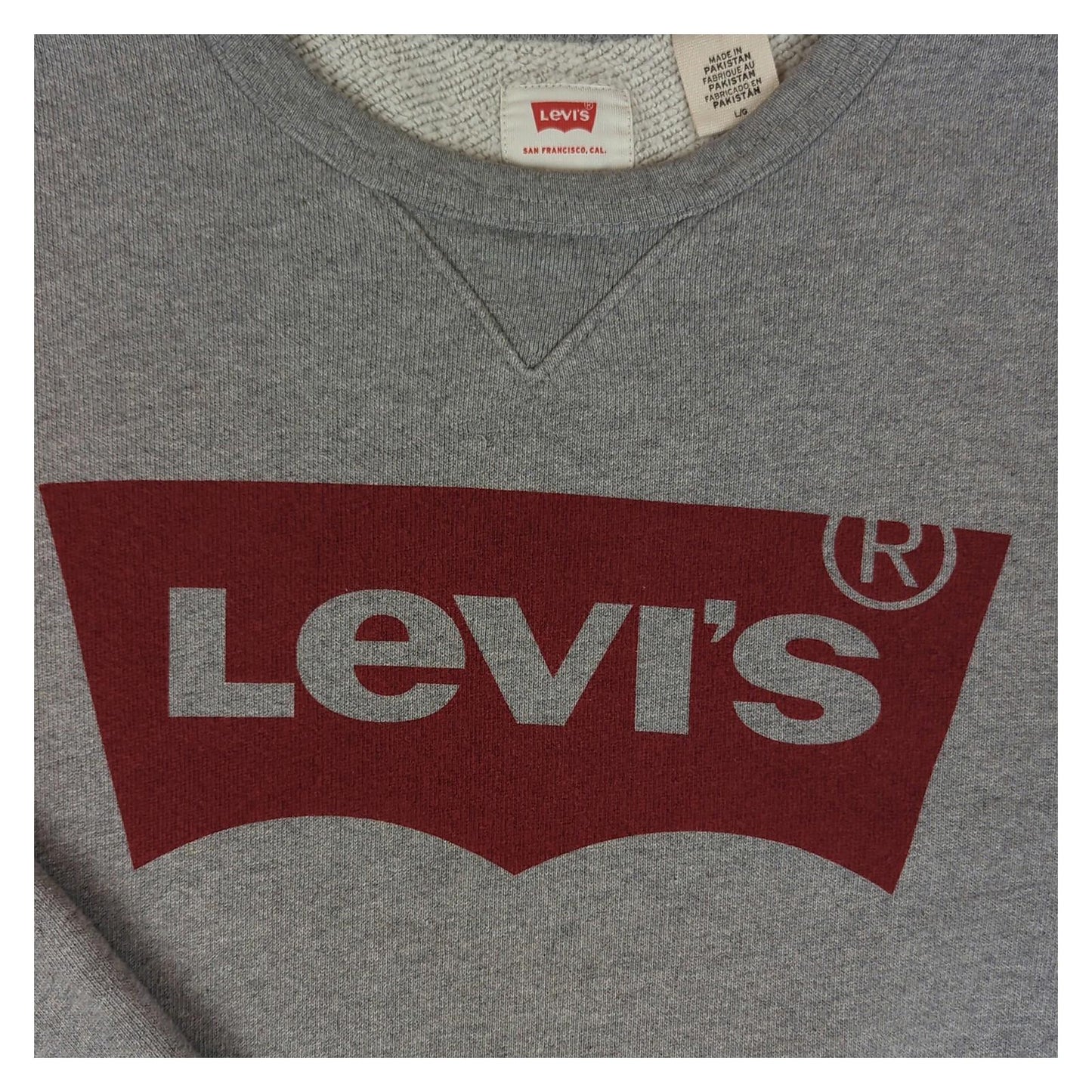 Levi's Levi's Mens Sweatshirt Large Grey Jumper Pullover Long Sleeve Cotton Regular Fit Sweater & Hoodie RewearableUK