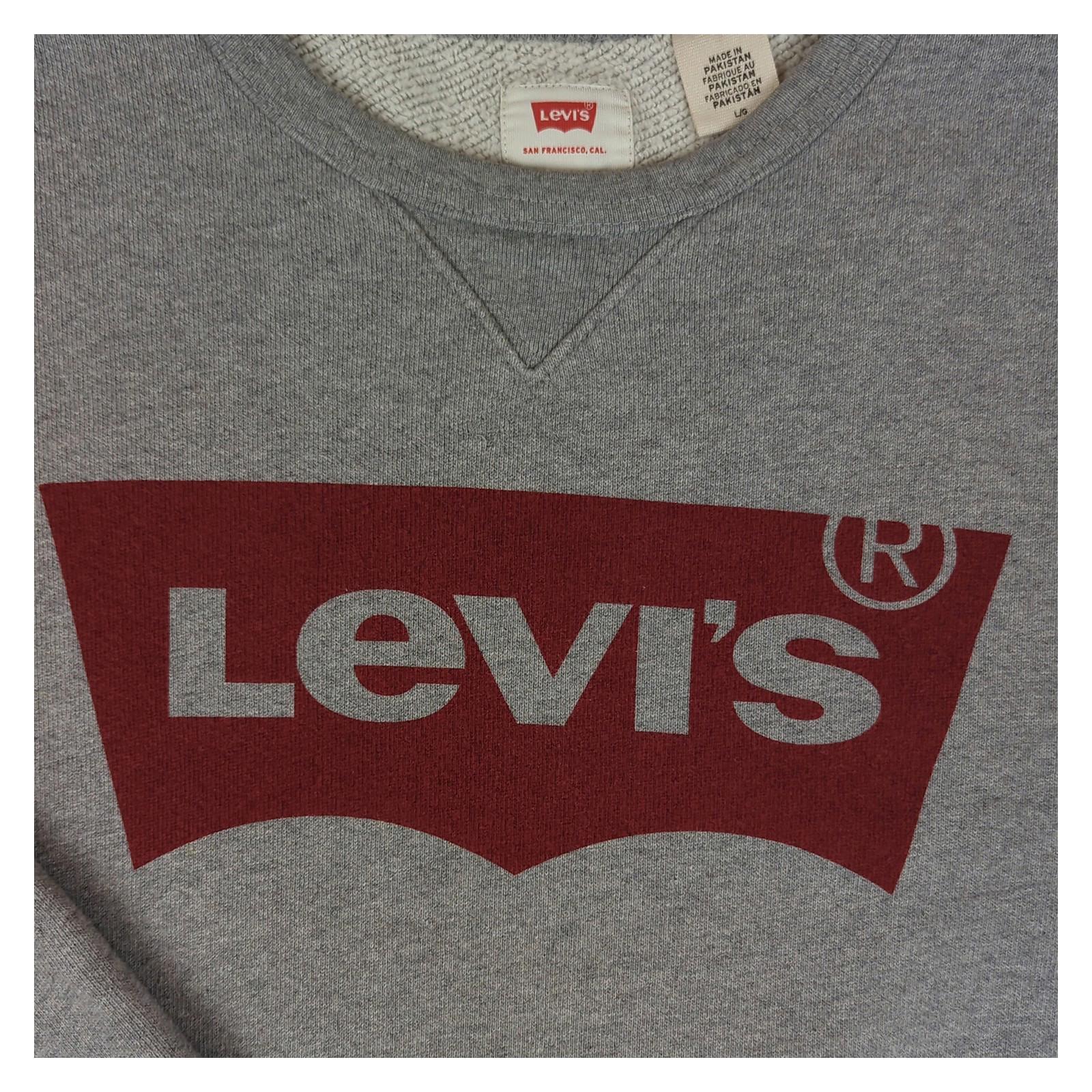 Levi's Levi's Mens Sweatshirt Large Grey Jumper Pullover Long Sleeve Cotton Regular Fit Sweater & Hoodie RewearableUK