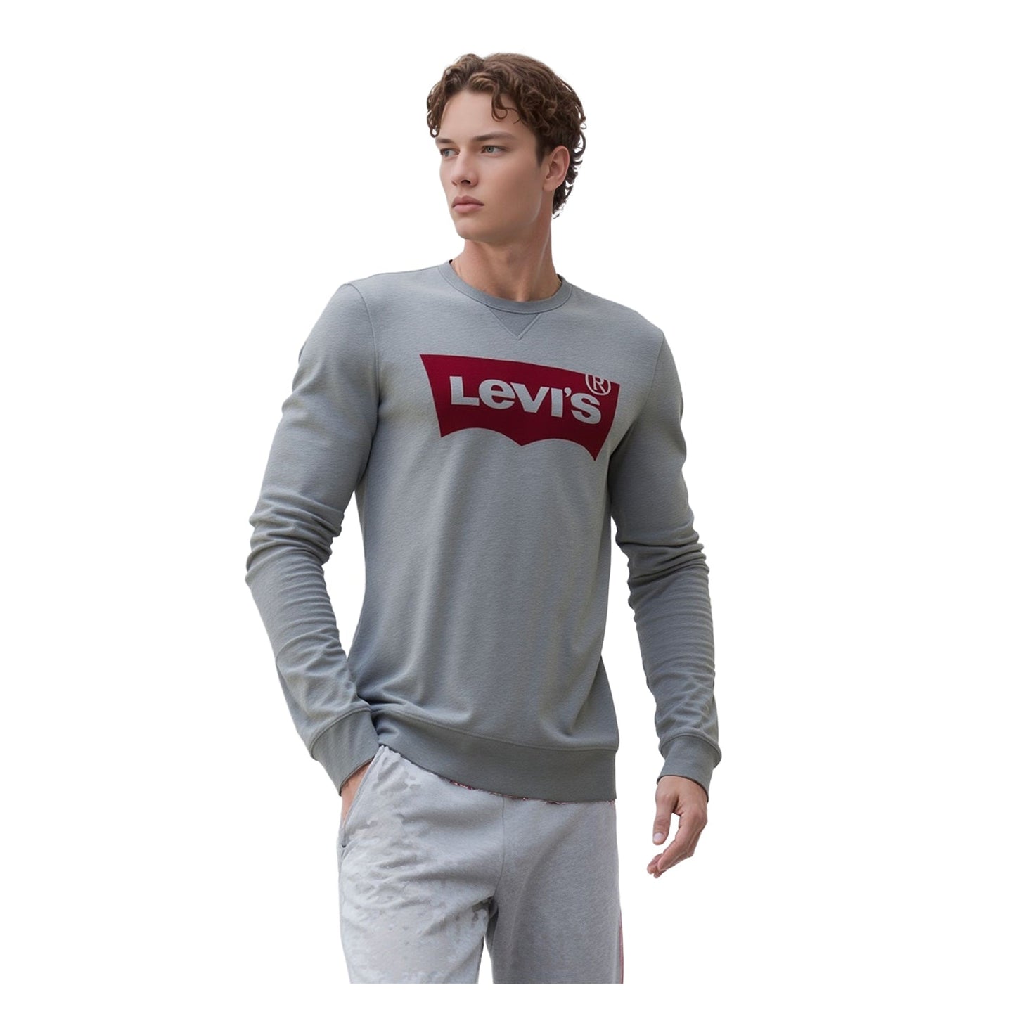 Levi's Levi's Mens Sweatshirt Large Grey Jumper Pullover Long Sleeve Cotton Regular Fit Sweater & Hoodie RewearableUK