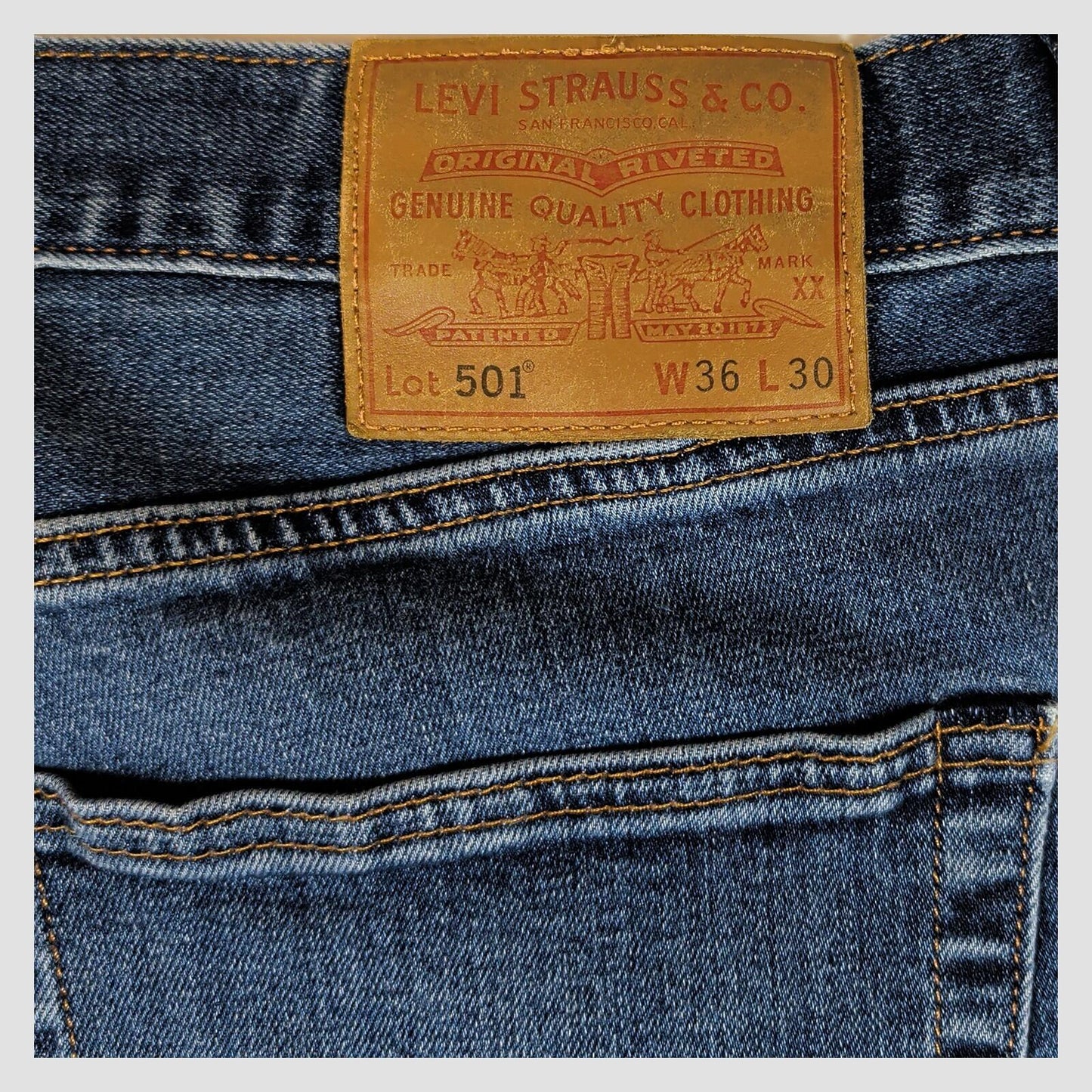 Levi's Premium 501 Men's Blue Straight Jeans W36 L30 Stretch Denim Pants by Levi's – | RewearableUK