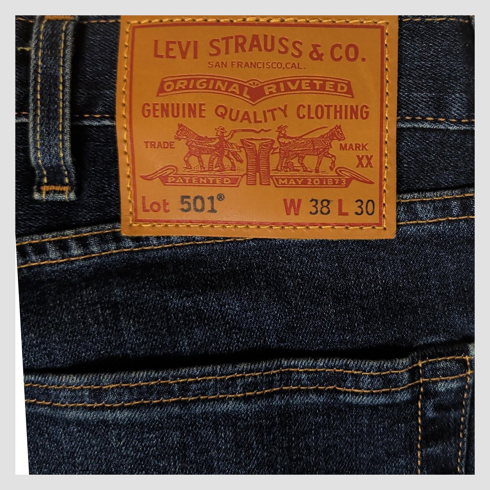 Levi's Premium 501 Mens Jeans W38 L30 Dark Blue Straight Denim by Levi's – JEANS | RewearableUK