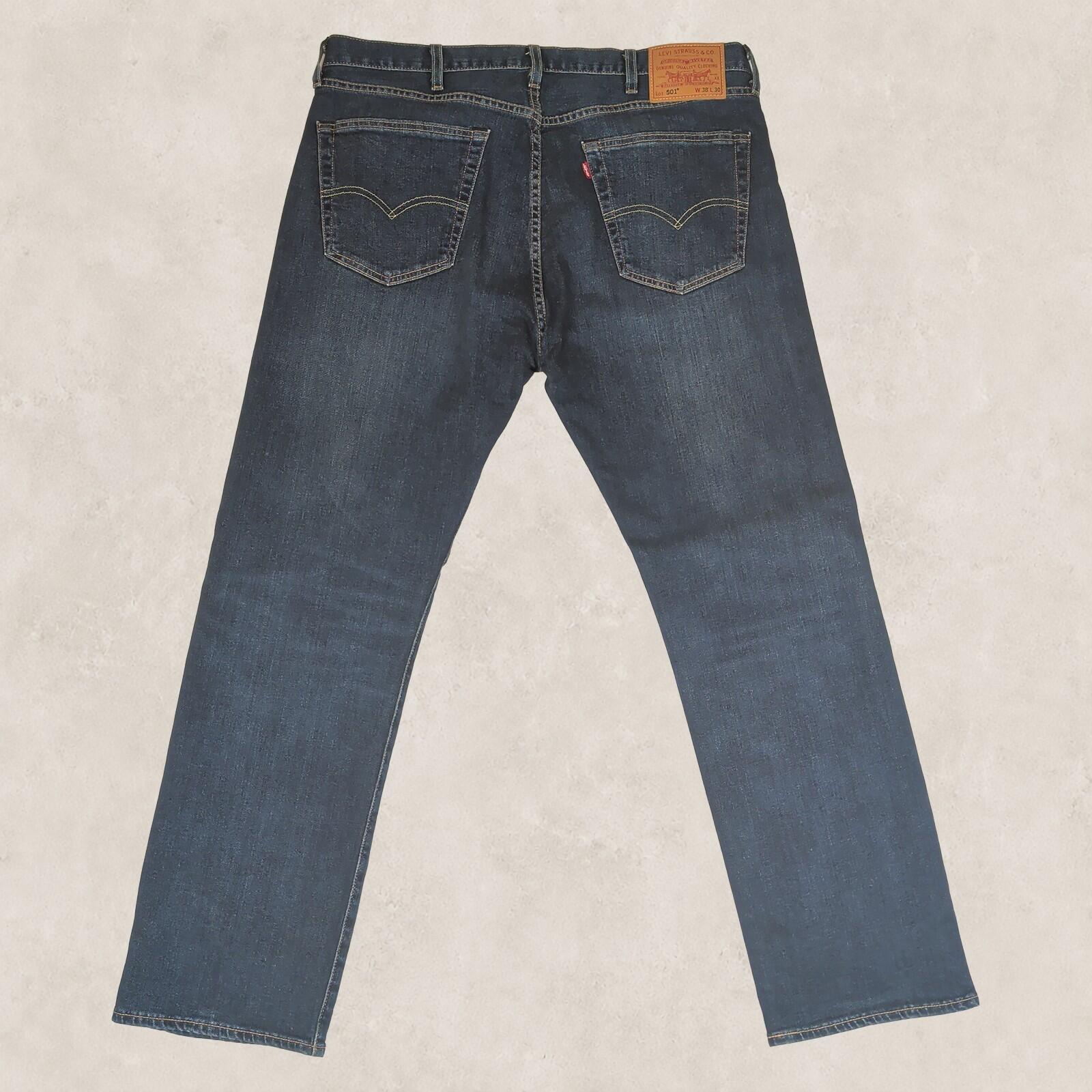 Levi's Premium 501 Mens Jeans W38 L30 Dark Blue Straight Denim by Levi's – JEANS | RewearableUK