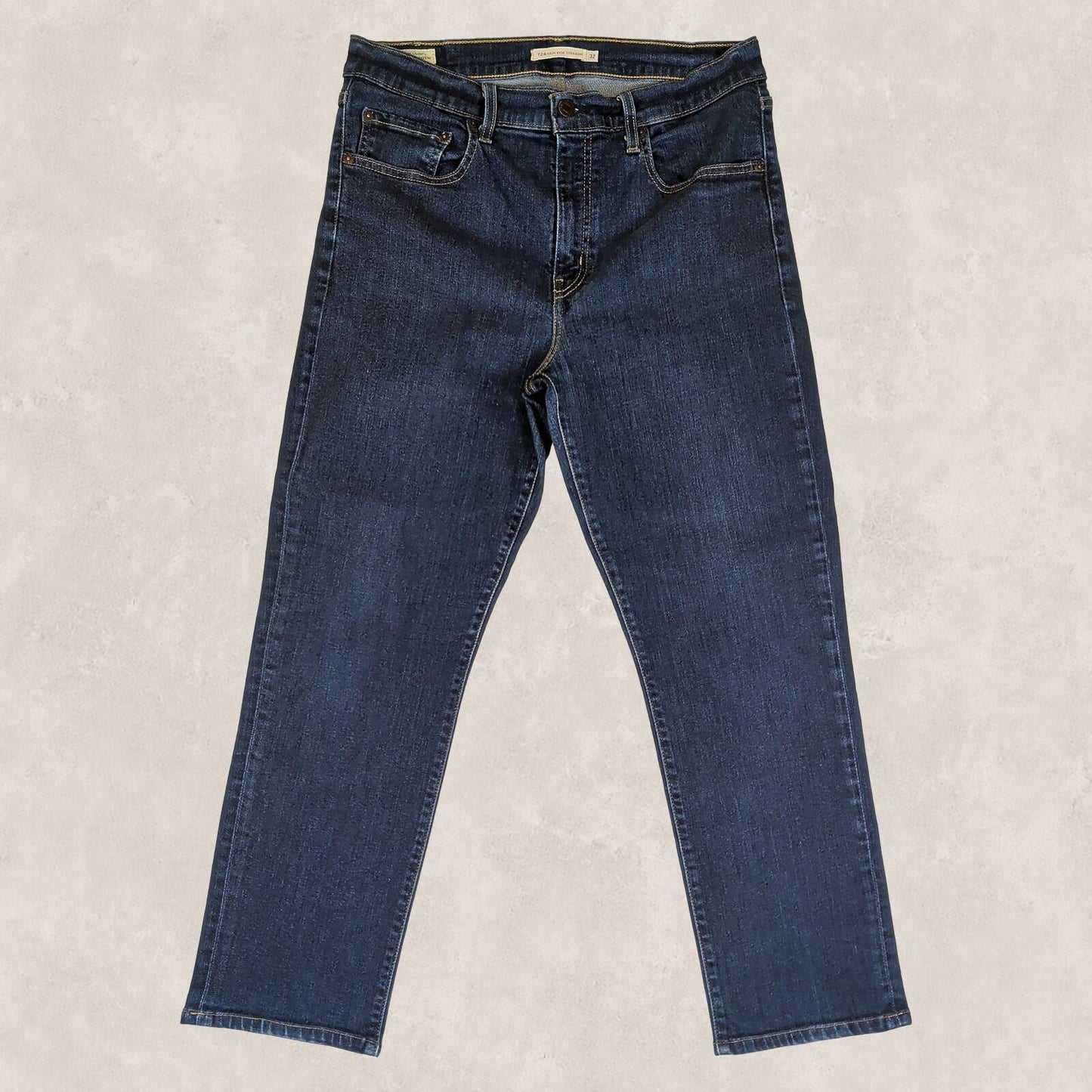 Levi’s Premium 724 High Rise Straight Jeans W32 L30 Dark Blue Stretch Denim by Levi's – | RewearableUK