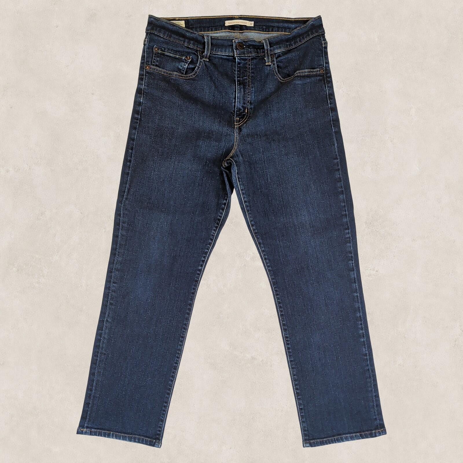 Levi’s Premium 724 High Rise Straight Jeans W32 L30 Dark Blue Stretch Denim by Levi's – | RewearableUK
