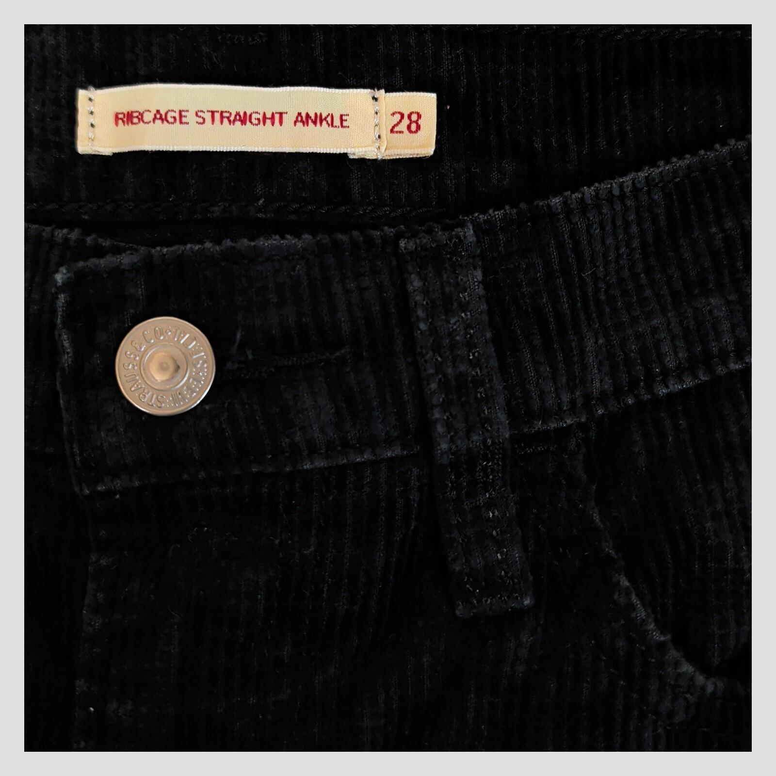 levi's premium womens black floral corduroy ribcage straight ankle pants w28 l29 by Levi's – | RewearableUK