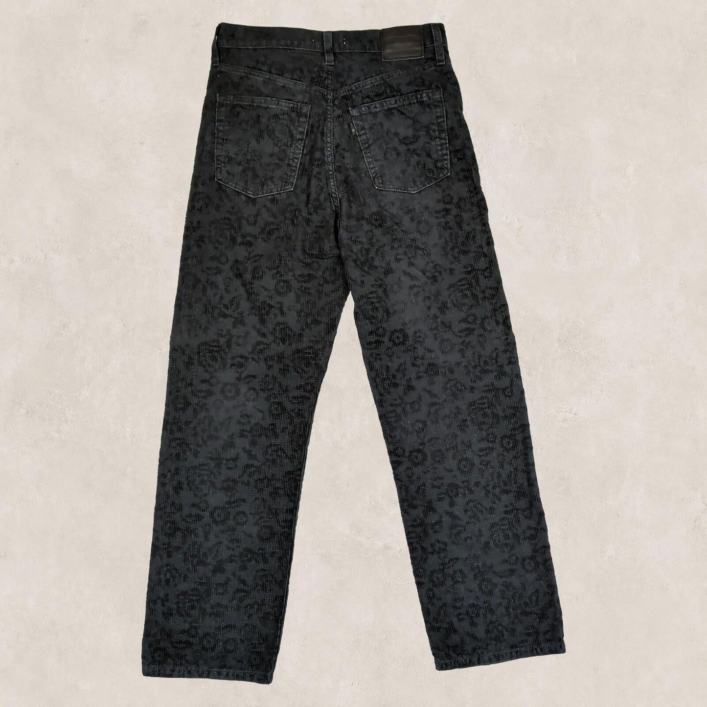 levi's premium womens black floral corduroy ribcage straight ankle pants w28 l29 by Levi's – | RewearableUK
