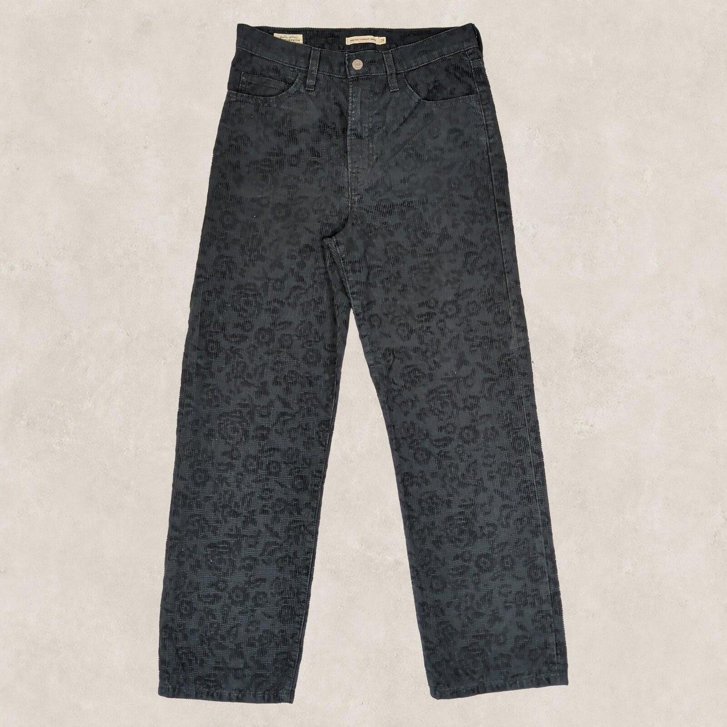 levi's premium womens black floral corduroy ribcage straight ankle pants w28 l29 by Levi's – | RewearableUK