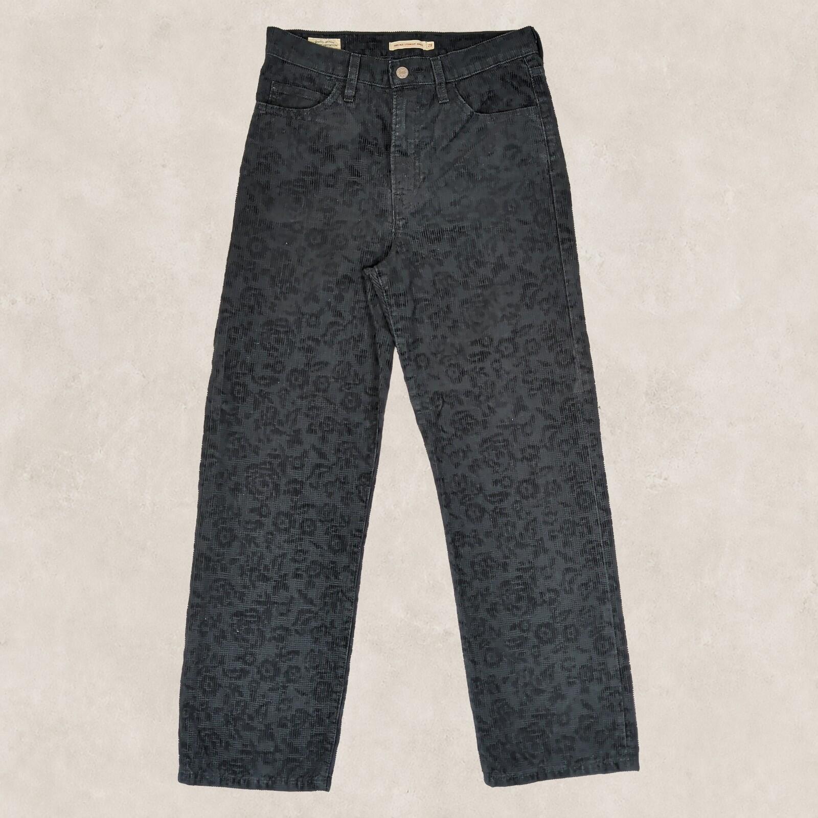 levi's premium womens black floral corduroy ribcage straight ankle pants w28 l29 by Levi's – | RewearableUK