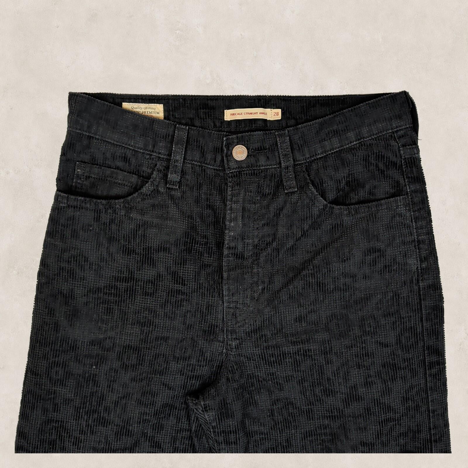 levi's premium womens black floral corduroy ribcage straight ankle pants w28 l29 by Levi's – | RewearableUK