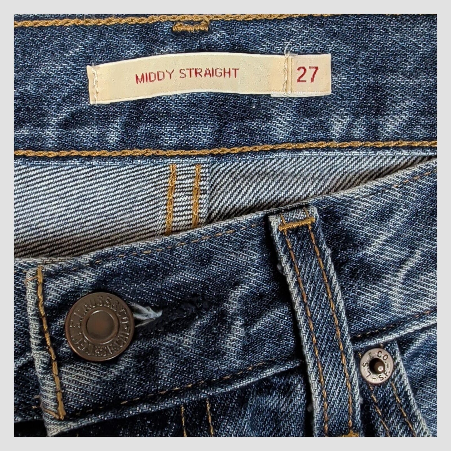 levi's premium womens blue middy straight cotton casual denim jeans w27 l29 by Levi's – | RewearableUK
