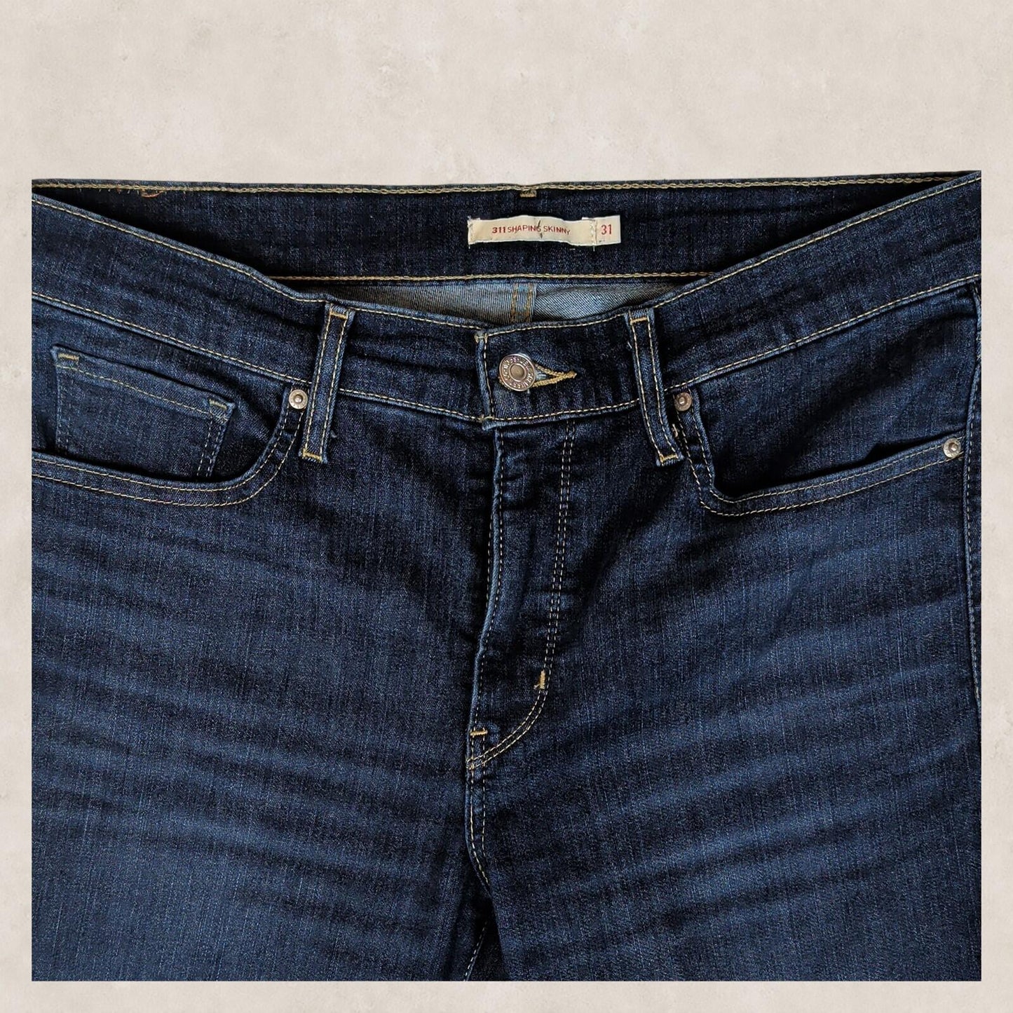 levi's womens dark blue 311 shaping skinny stretch denim jeans w31 l32 by Levi's – | RewearableUK