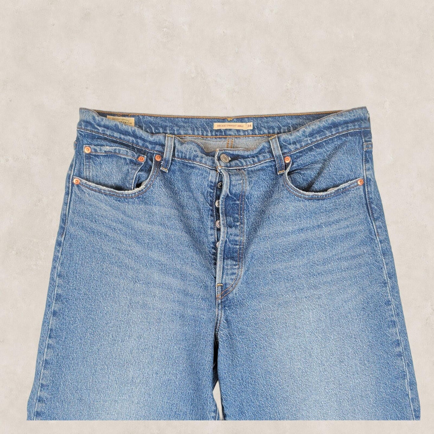 Levi’s Womens Ribcage Straight Ankle Jeans W34 Light Blue Denim by Levi's – | RewearableUK