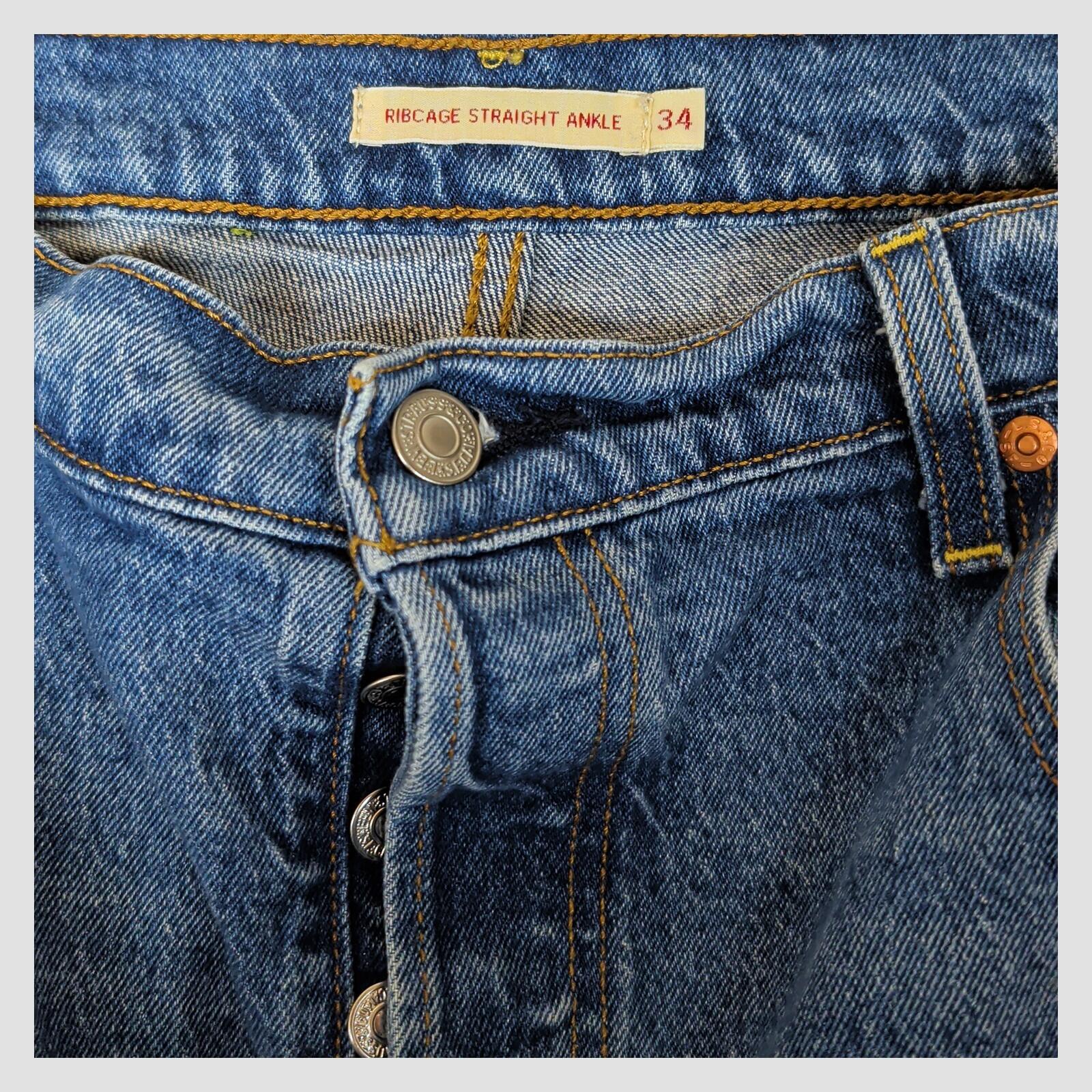 Levi’s Womens Ribcage Straight Ankle Jeans W34 Light Blue Denim by Levi's – | RewearableUK