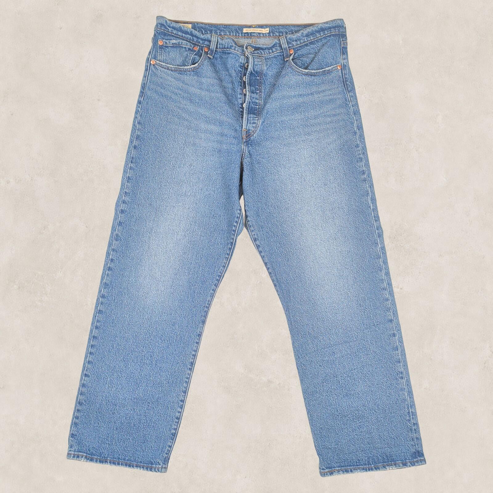 Levi’s Womens Ribcage Straight Ankle Jeans W34 Light Blue Denim by Levi's – | RewearableUK