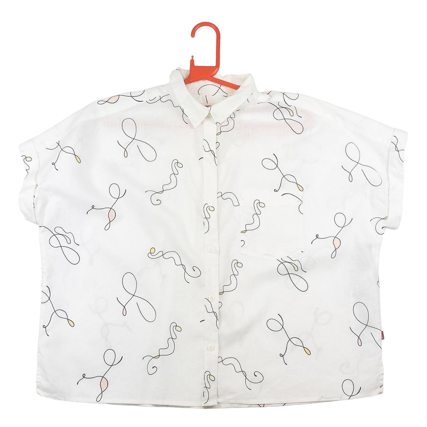 Levi's Women's Shirt Size M White Abstract Print Linen Blend Short Sleeve Top by Levi's – | RewearableUK