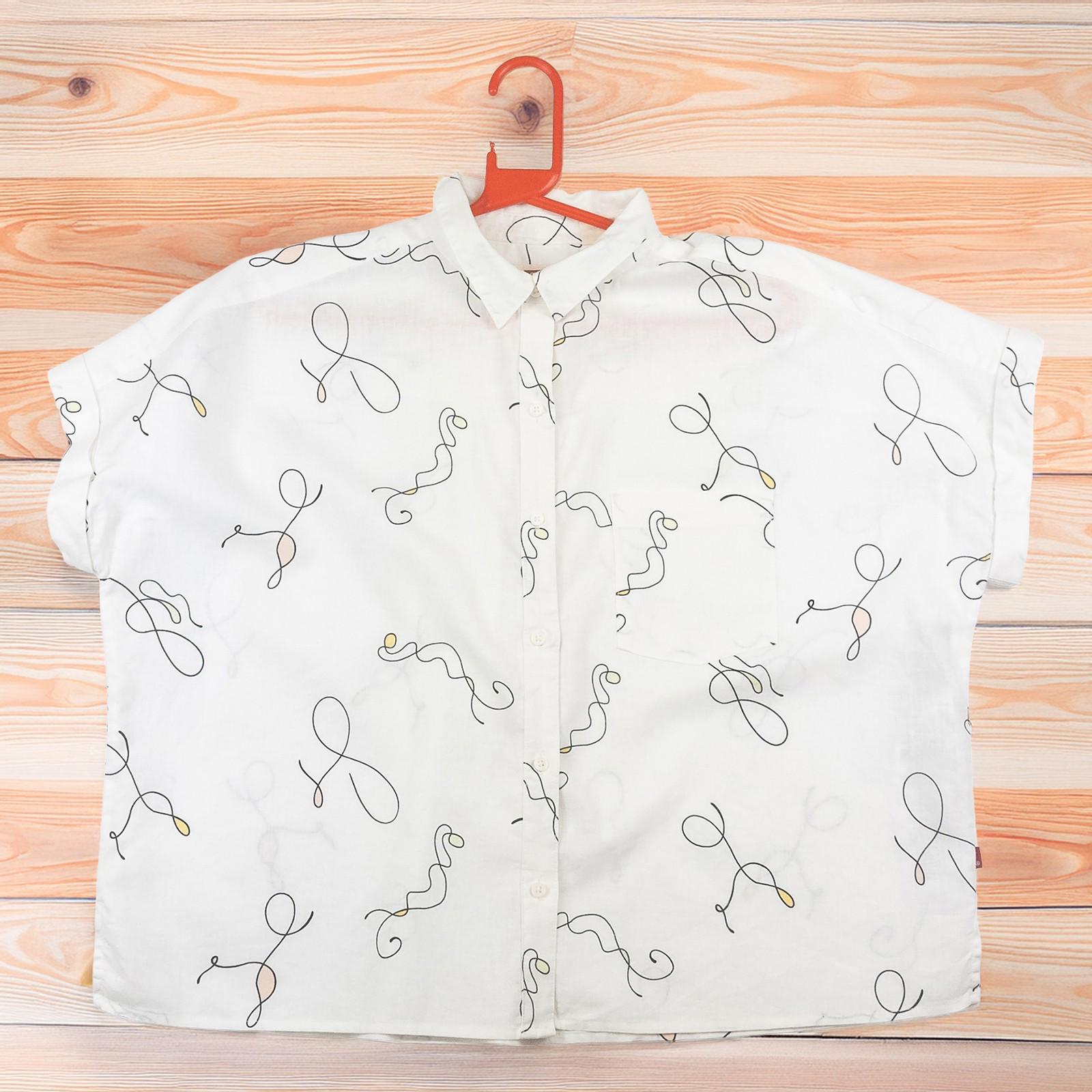 Levi's Women's Shirt Size M White Abstract Print Linen Blend Short Sleeve Top by Levi's – | RewearableUK