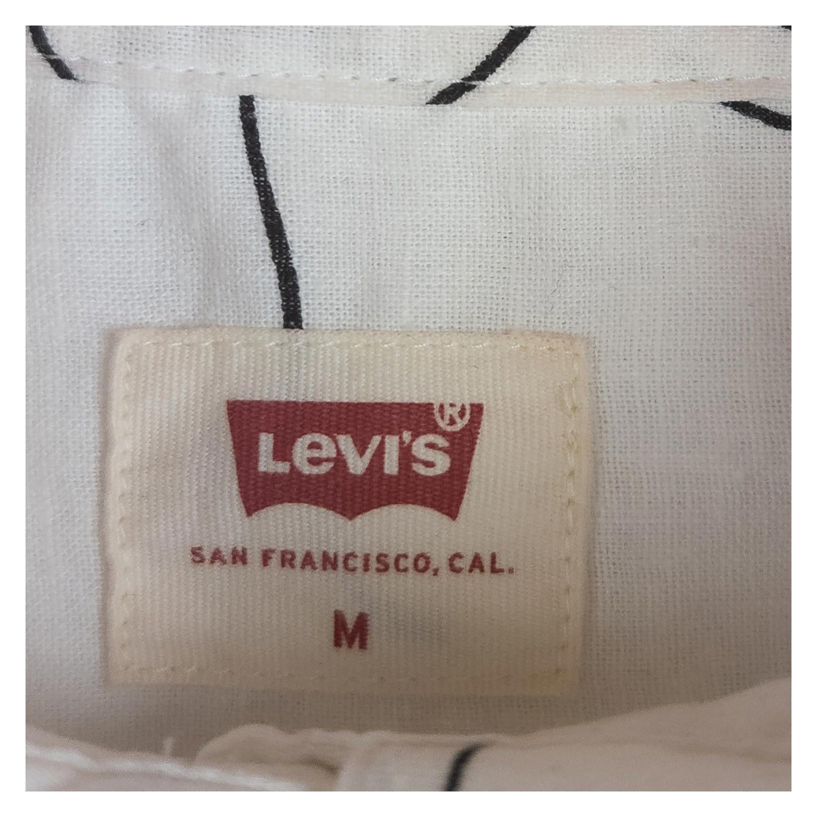 Levi's Women's Shirt Size M White Abstract Print Linen Blend Short Sleeve Top by Levi's – | RewearableUK