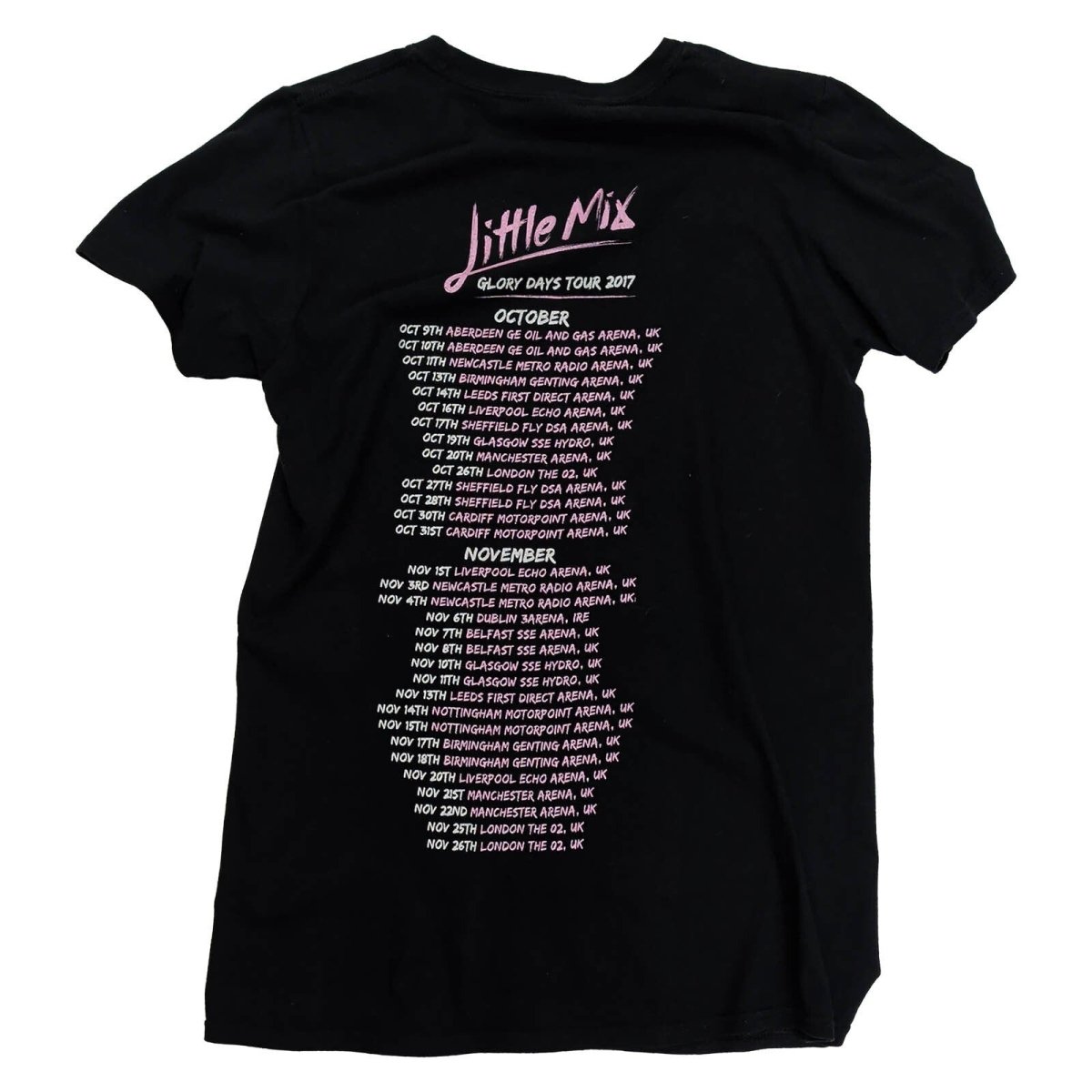 Little Mix Glory Days Tour 2017 concert T-shirt by Gildan Softstyle. Black fitte – product photo 2 | RewearableUK